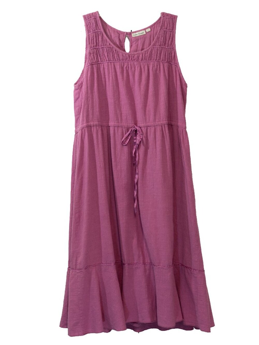 ROLLER RABBIT Tier Dress Flowy Cotton Pink Sleeveless Feminine Girly Midi